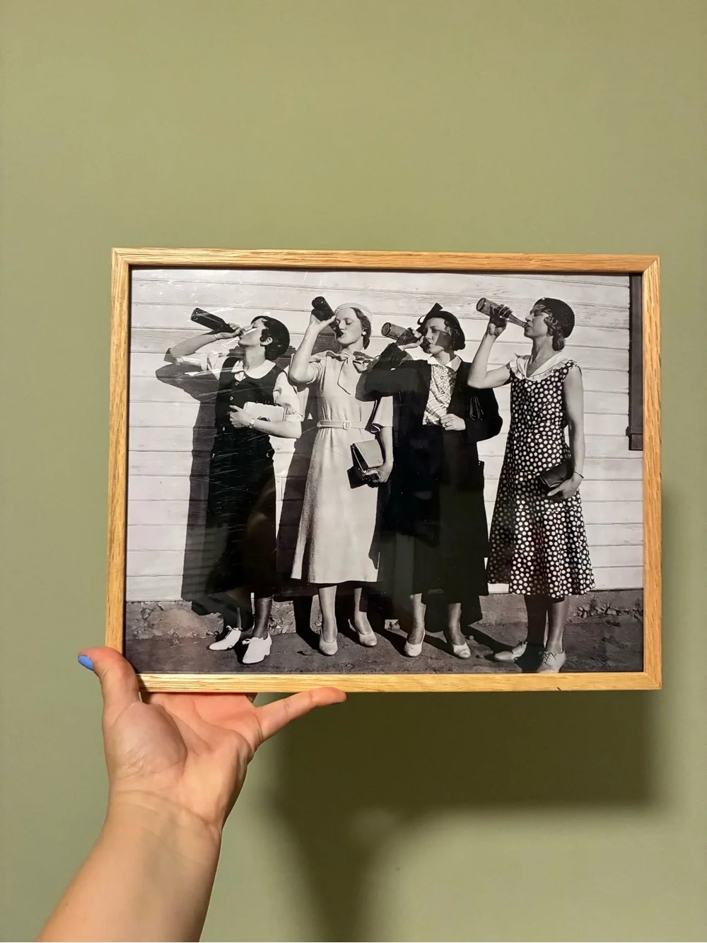Wood Frame Vintage Photo Wall Art - Black & Natural